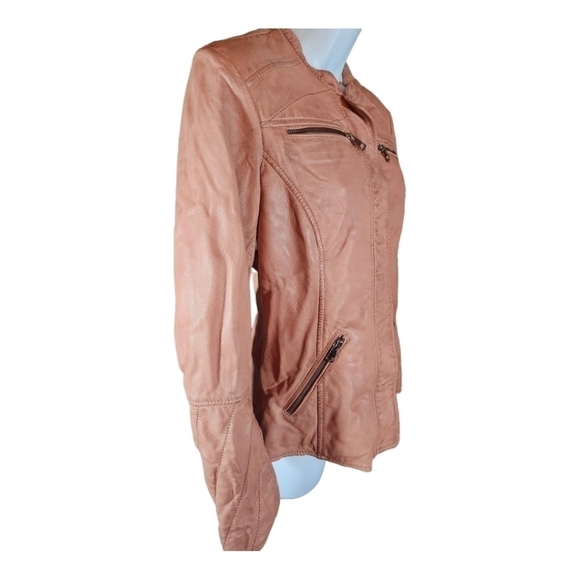 Rino & PELLE DISTRESSED MOTO JACKET IN BLUSH PINK - Picture 5 of 8